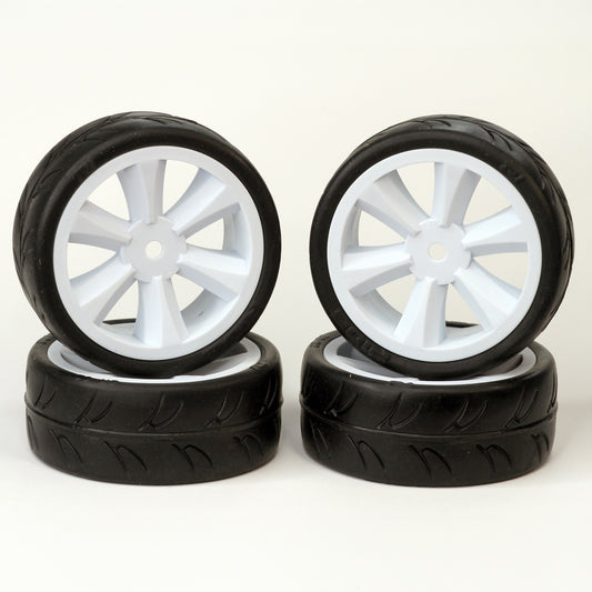 Gravity RC USGT Pre-Mounted GT Rubber Tires (White) (4) w/12mm Hex
