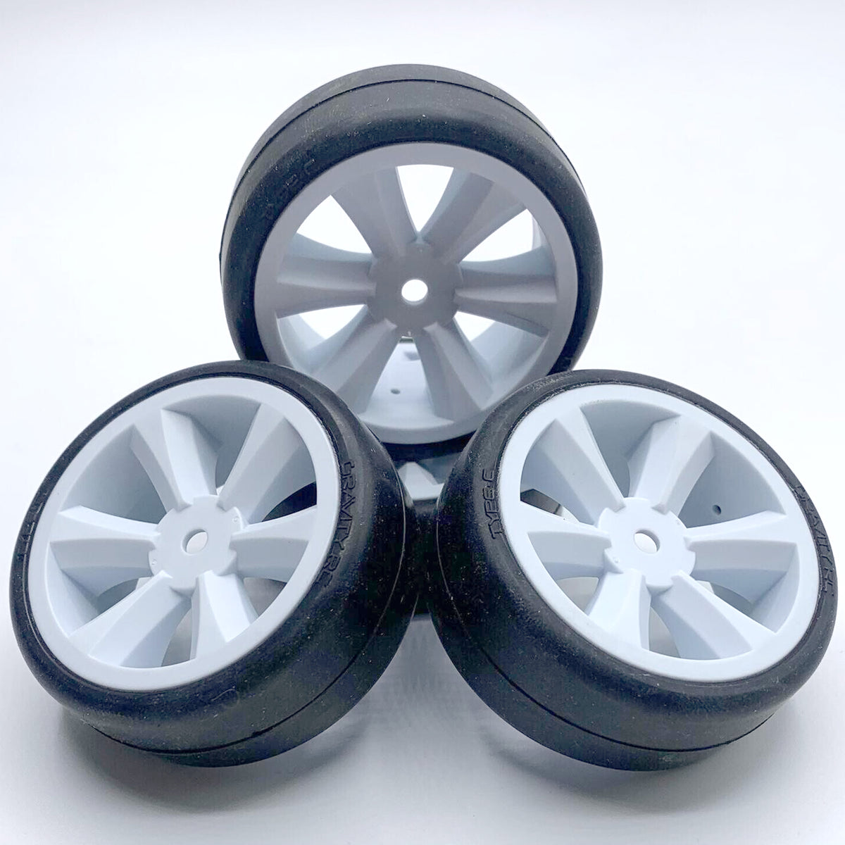 Gravity RC G-SPEC Gold Compound Type C Pre-Mounted Touring Car Rubber Tires (4) w/GT Wheel (White) (4)