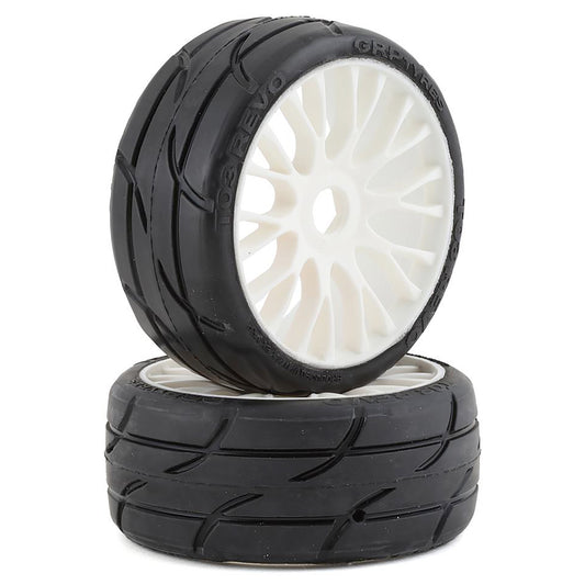 GRP Tires GT - TO3 Revo Belted Pre-Mounted 1/8 Buggy Tires (White) (2) (XM7) w/FLEX Wheel