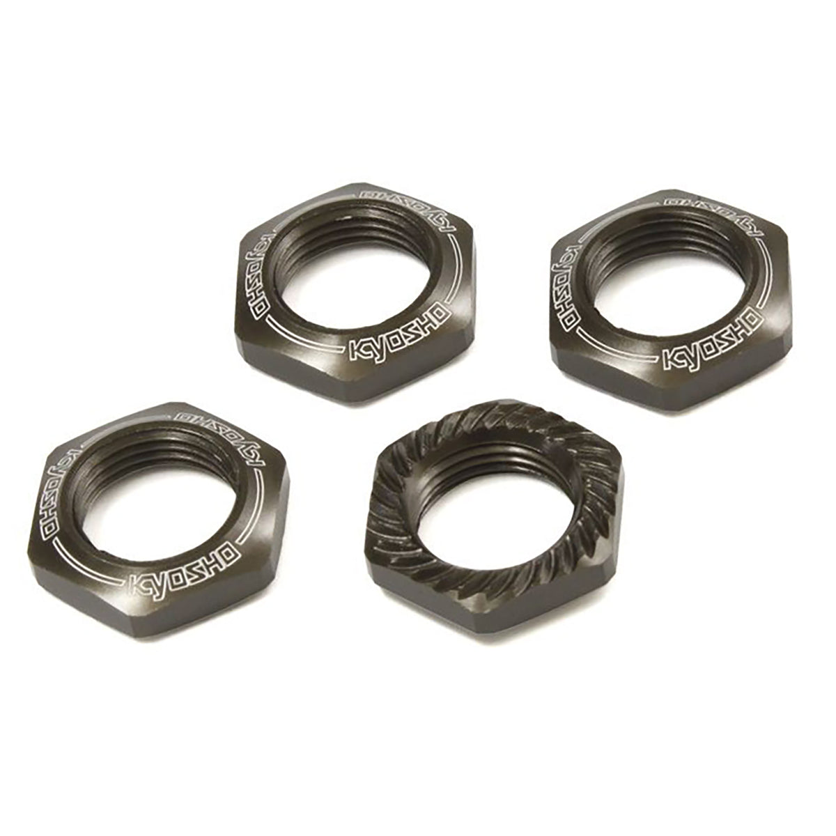 Kyosho 17mm 1/8 Serrated Wheel Nut (Gun Metal) (4)