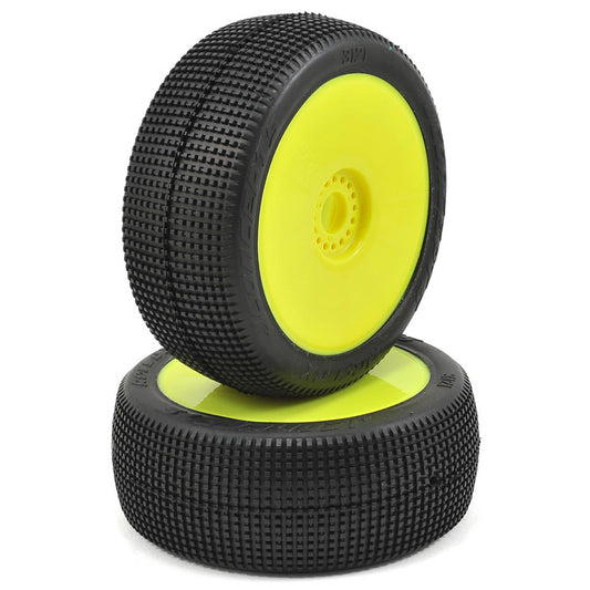 JConcepts Reflex Pre-Mounted 1/8th Buggy Tire  on Yellow Wheels (Green Compound)