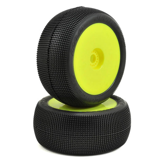 JConcepts Reflex 4.0" Pre-Mounted 1/8th Truggy Tires (2) (Yellow) (Green)
