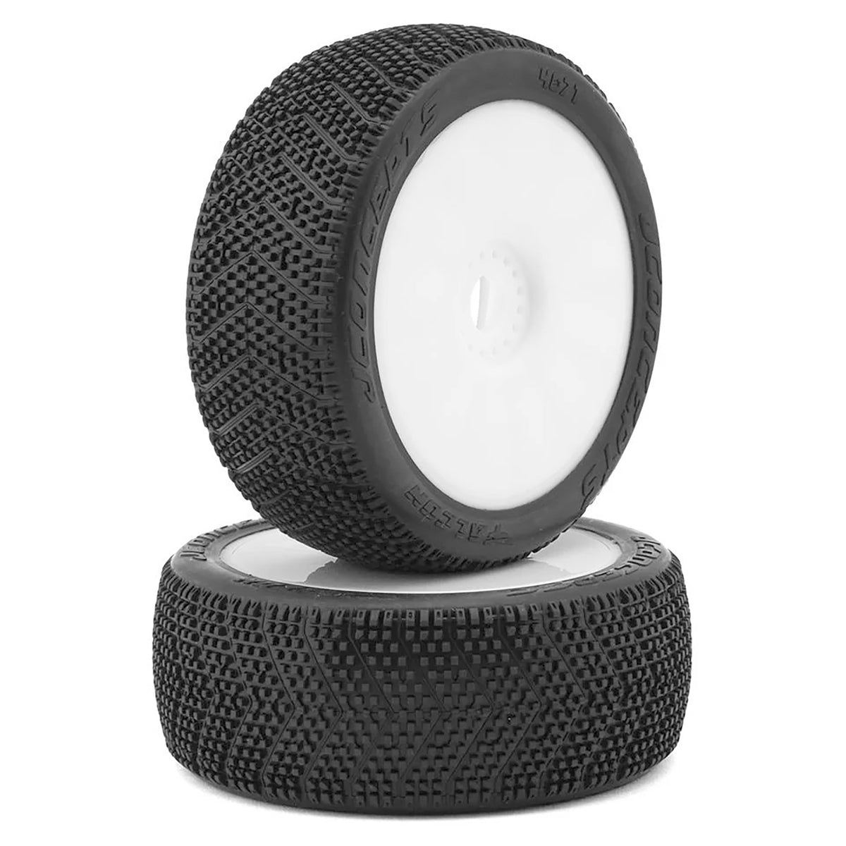 JConcepts Falcon Pre-Mounted 1/8th Buggy Tires (2) (White) (Green)