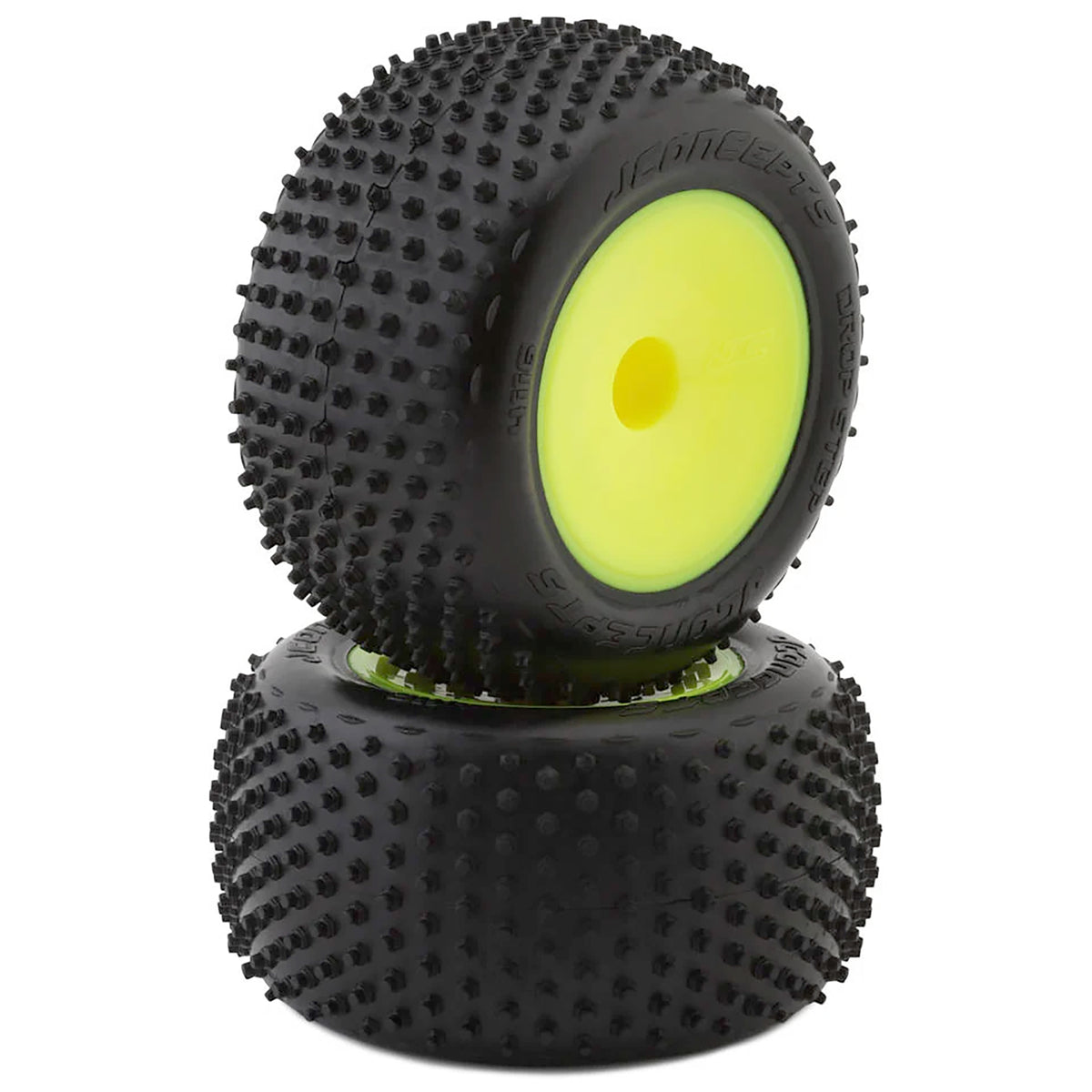 JConcepts 2.2" Drop Step Pre-Mounted 1/10 Stadium Truck Tires (Yellow) (2) (Pink) w/12mm Hex