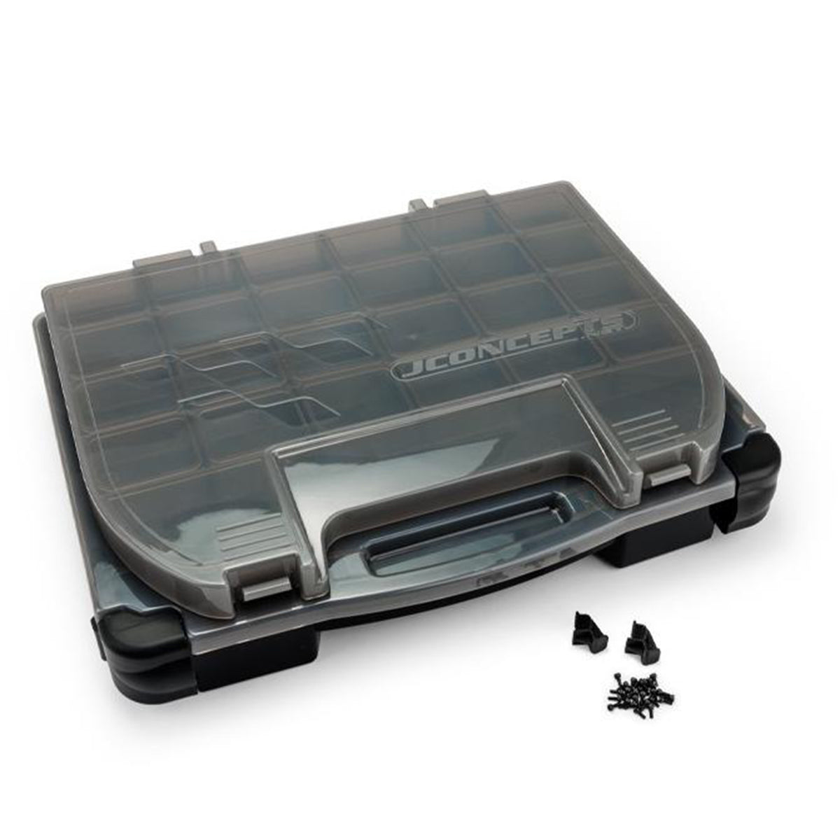 JConcepts Tool Box w/Upper Storage (Black/Smoke Grey) (14.5"x11"x2.375")