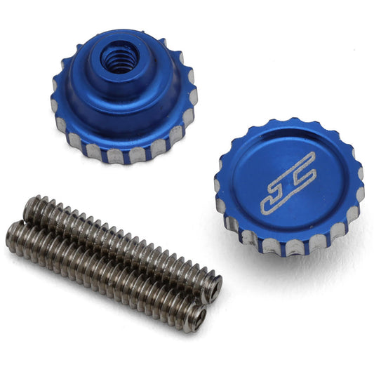 JConcepts RC10 Aluminum 4-40 Future Thumb Nuts w/Set Screws (Blue) (2)