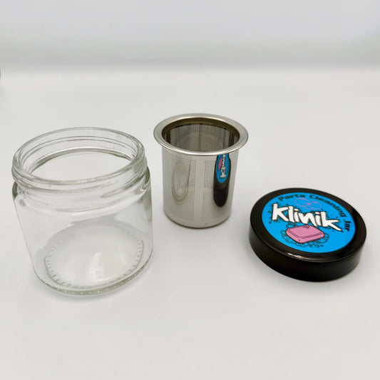 Klinik RC Large Glass Parts Cleaning Jar w/Basket 2.75" x 3"