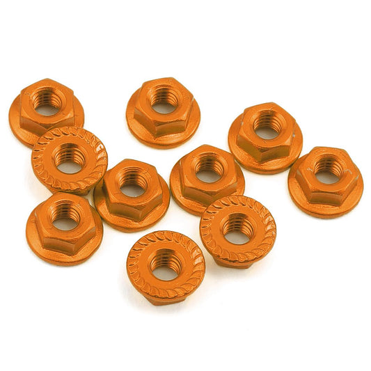 Yeah Racing 4mm Aluminum Serrated Lock Nut (10) (Orange)