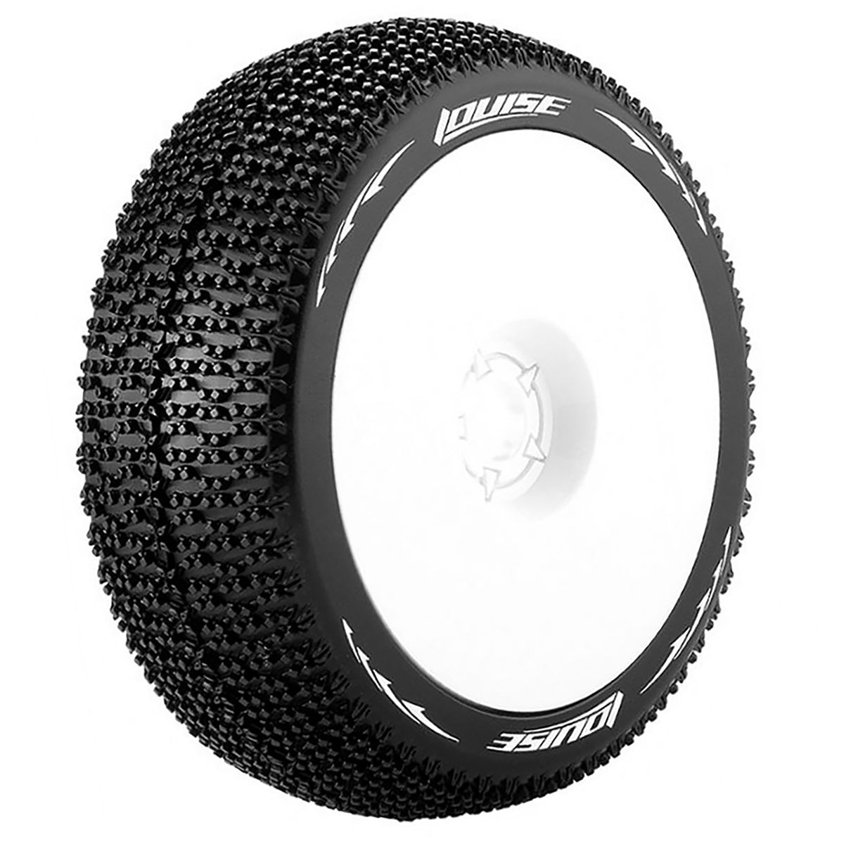 Louise R/C B-Maglev 1/8 Buggy Soft Front/Rear, 17mm Hex, Mounted on White Rim