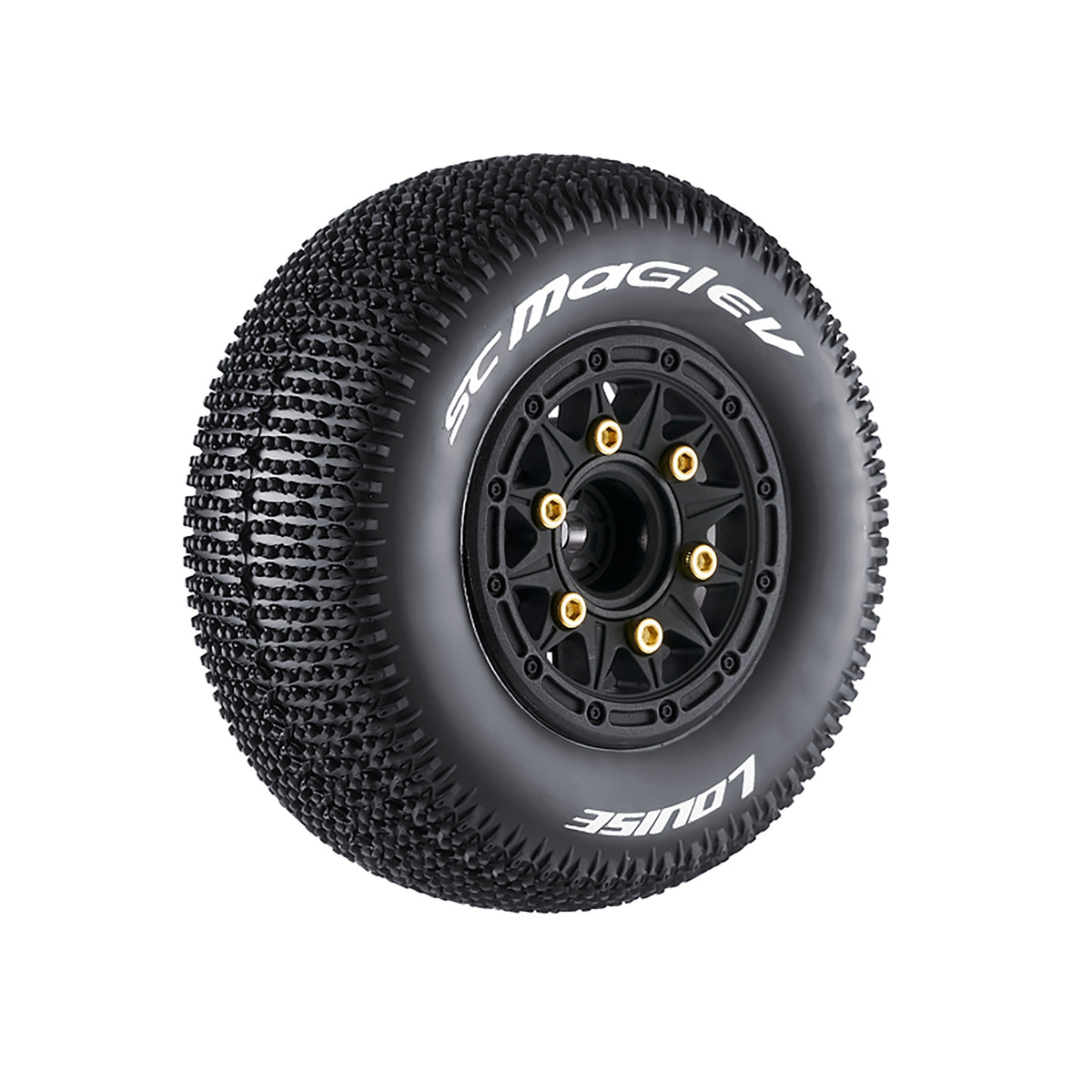 Louise R/C SC-Maglev 1/10 Short Course Tires, Soft, 12, 14 & 17mm Removable Hex on Black Rim (2)