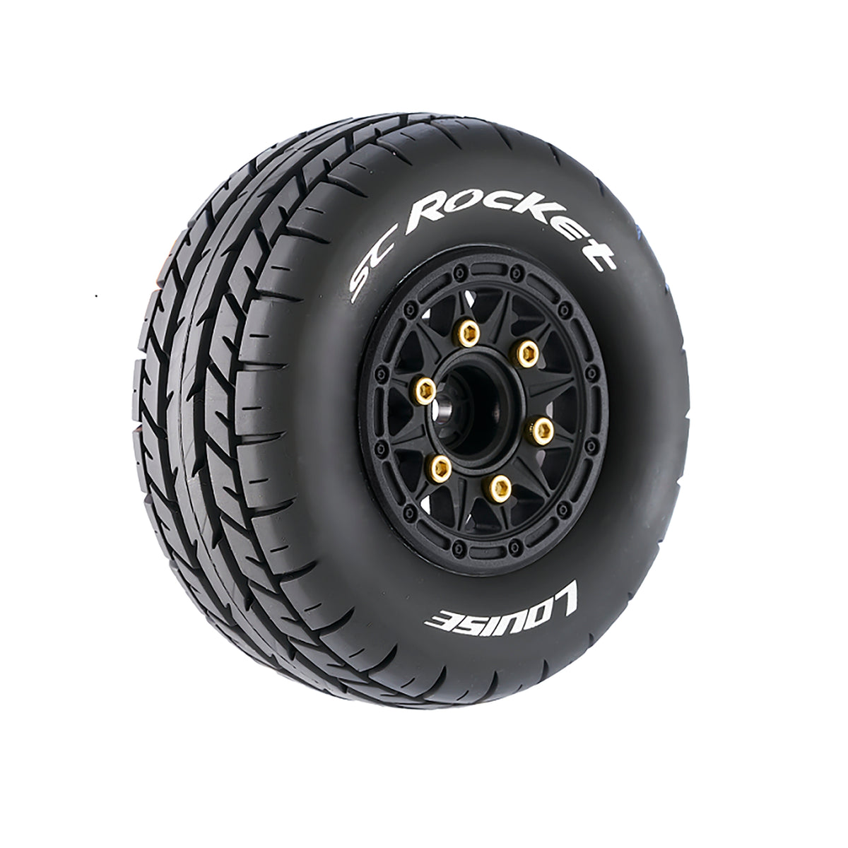 Louise R/C SC-Rocket 1/10 Short Course Tires, Soft, 12, 14 & 17mm Removable Hex on Black Rim (2)