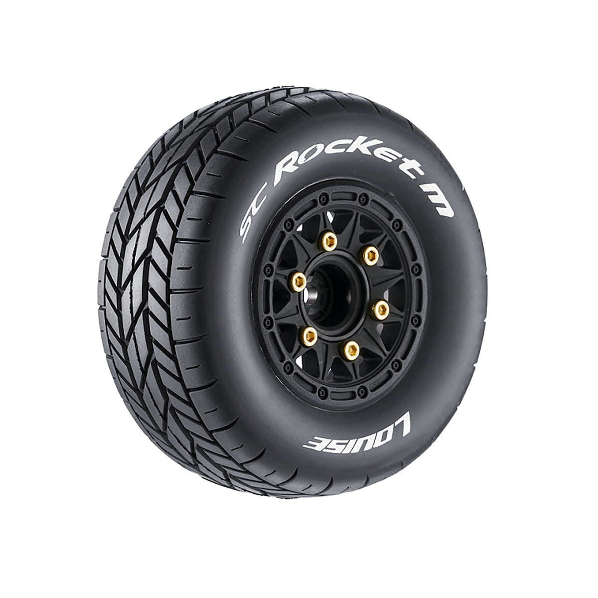 Louise R/C SC-Rocket M Oval Track 1/10 Short Course Tires, Soft, 12, 14 & 17mm Removable Hex on Black Rim (2)