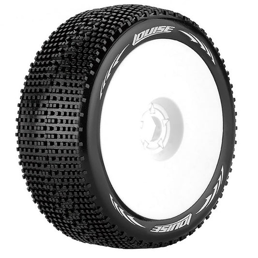 Louise R/C B-Groove 1/8 Soft Front/Rear, 17mm Hex, Mounted on White Rim