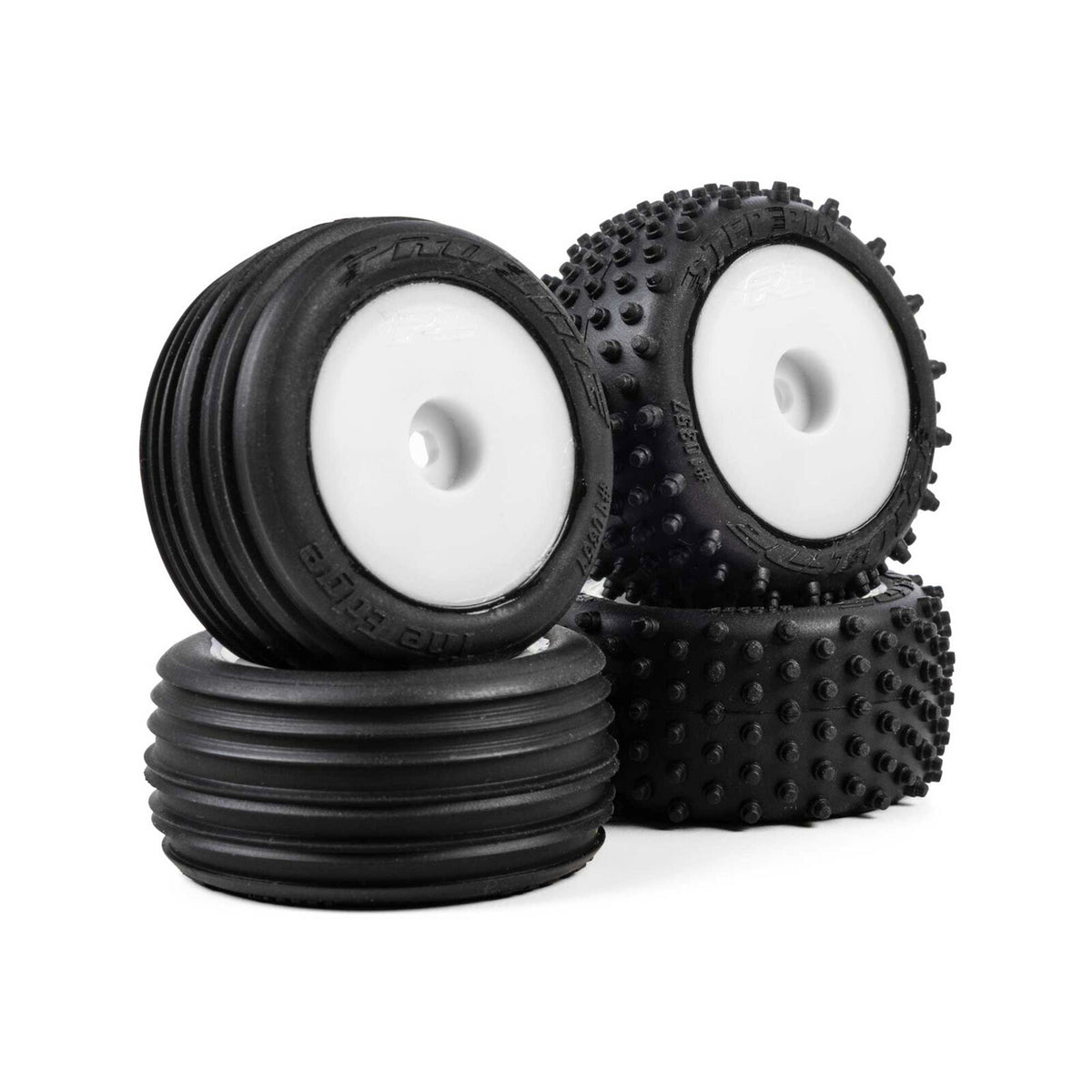 Pro-Line Edge Front / Step Pin Rear Tires Mounted 7mm White (4): Losi Micro-T