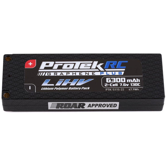 ProTek RC 2S 130C Low IR Si-Graphene + HV LCG LiPo Battery (7.6V/6300mAh) w/5mm Connectors (ROAR Approved)