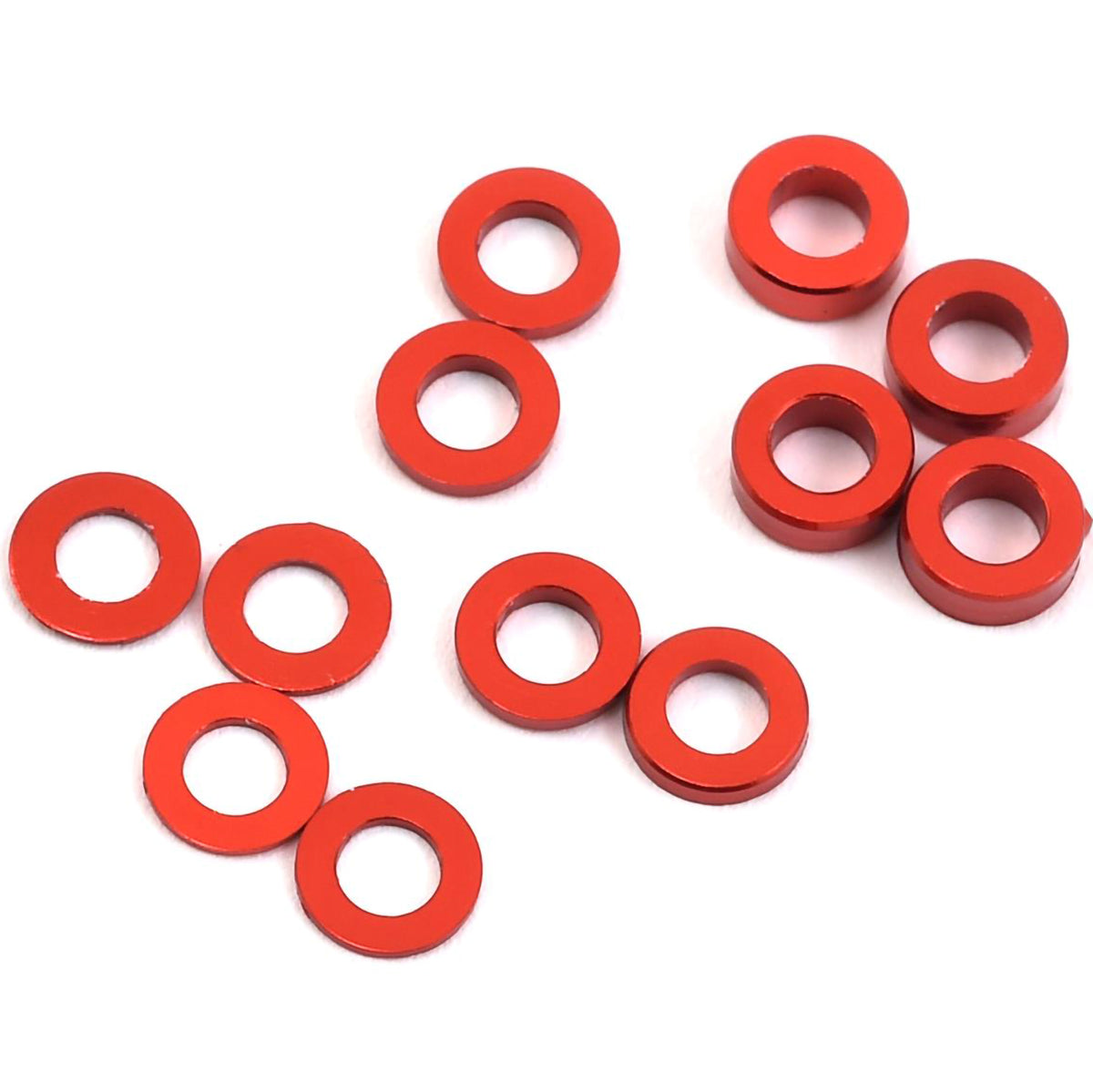 ProTek RC Aluminum Ball Stud Washer Set (Red) (12) (0.5mm, 1.0mm & 2.0mm)