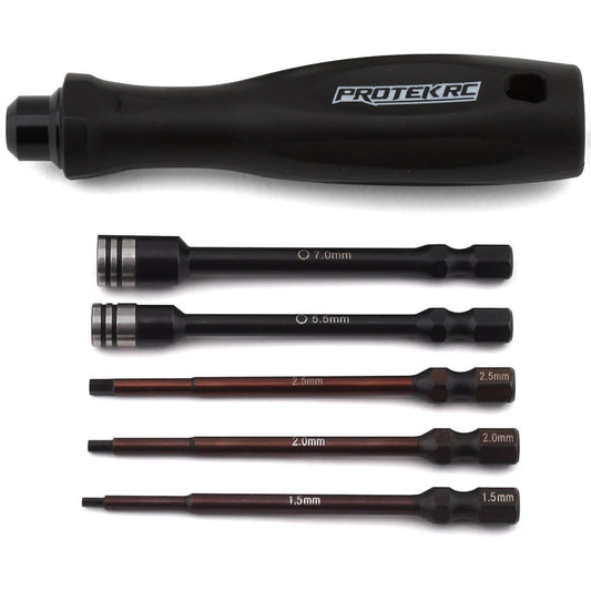 ProTek RC "TruTorque" 5-Piece 1/4" Drive Hex & Nut Driver Set (1.5, 2.0, 2.5mm Hex & 5.5, 7mm Nut Driver)