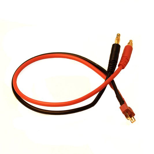 Racer's Edge Charge Adapter: Male T-Plug to Male 4mm Bullets, 300mm Wire