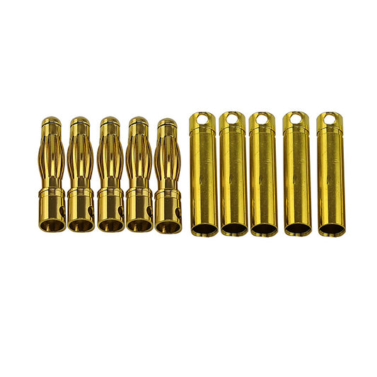 Racer's Edge 4mm Gold Plated Banana Plugs, Male & Female (5 pair)