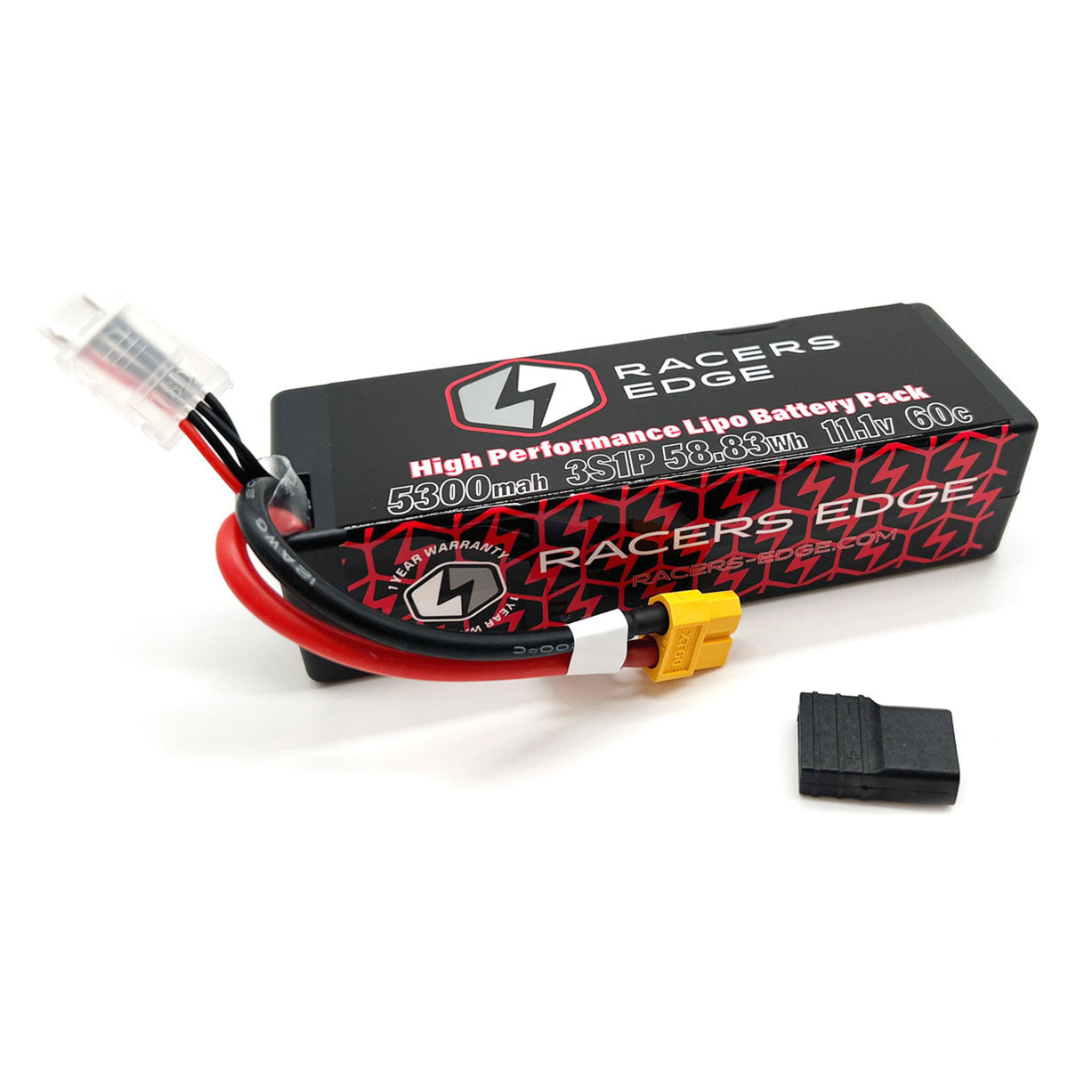 Racer's Edge 5300mAh 3S 11.1V 60C Hard Case Lipo Battery, XT60 Connector with TRX Adapter