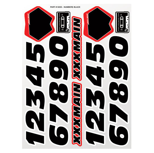 XXX Main Numbers Black Sticker Sheet