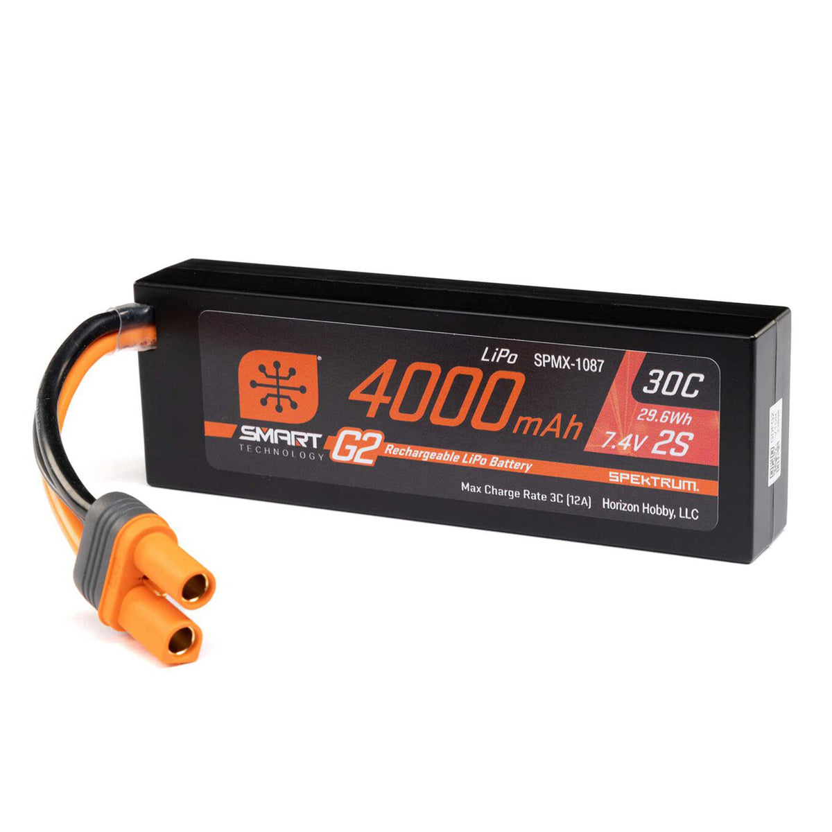 Spektrum RC 7.4V 4000mAh 2S 30C Smart LiPo G2 Hard Case: IC5