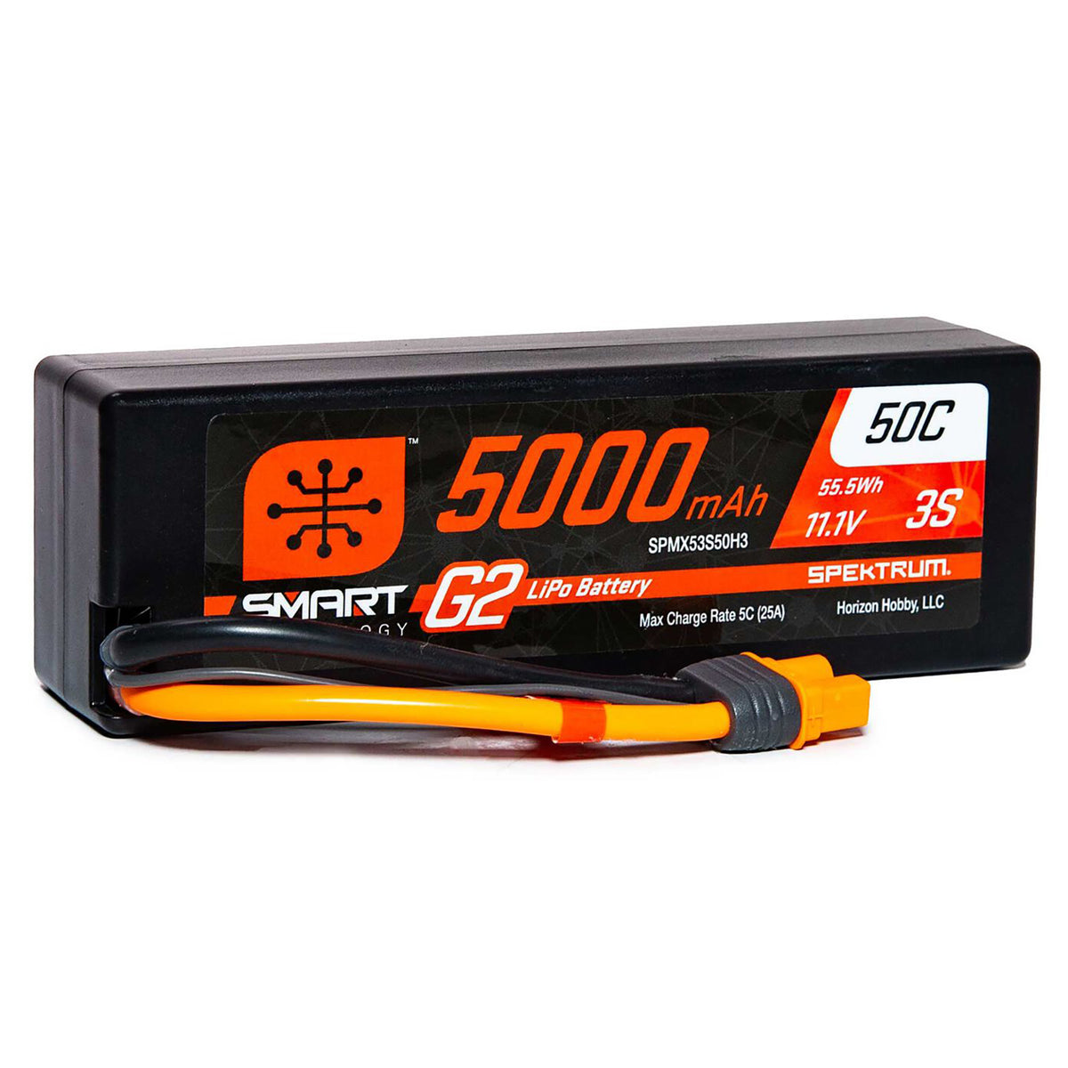 Spektrum RC 5000mAh 3S 11.1V Smart G2 LiPo 50C Hard Case; IC3