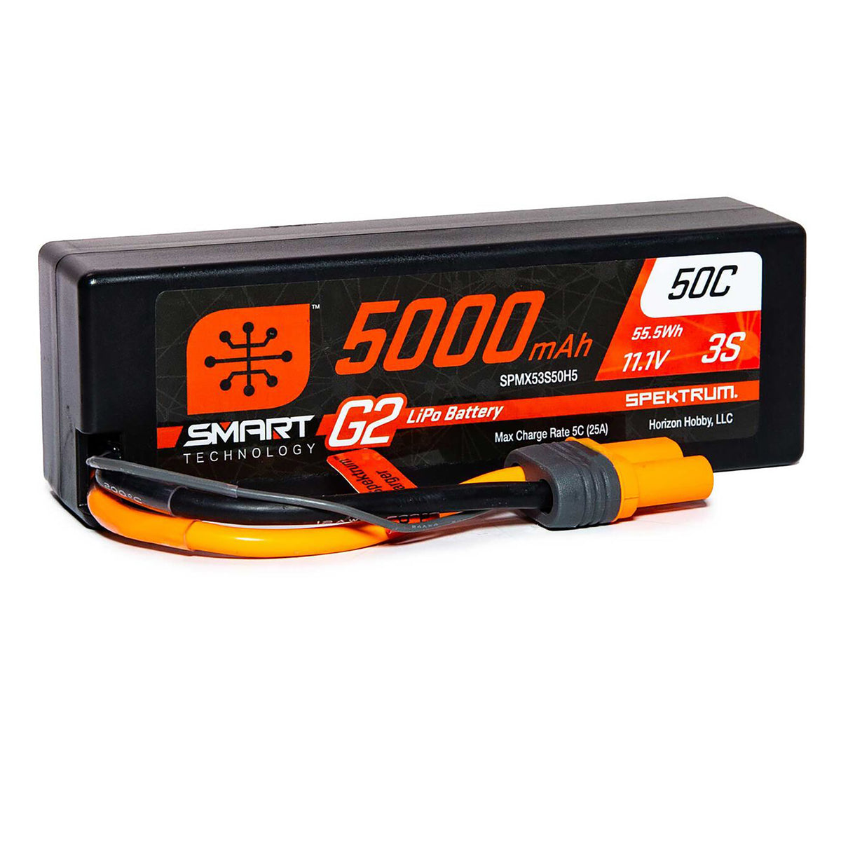 Spektrum RC 5000mAh 3S 11.1V Smart G2 LiPo 50C Hard Case; IC5