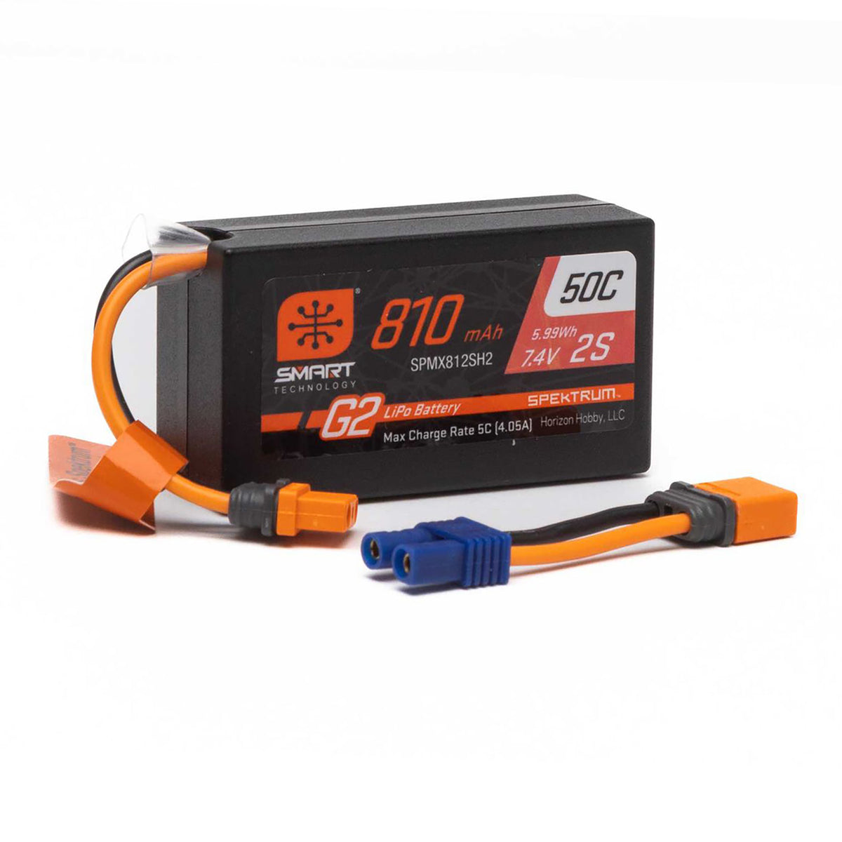 Spektrum RC 810mAh 2S 7.4V Smart G2 50C LiPo; IC2