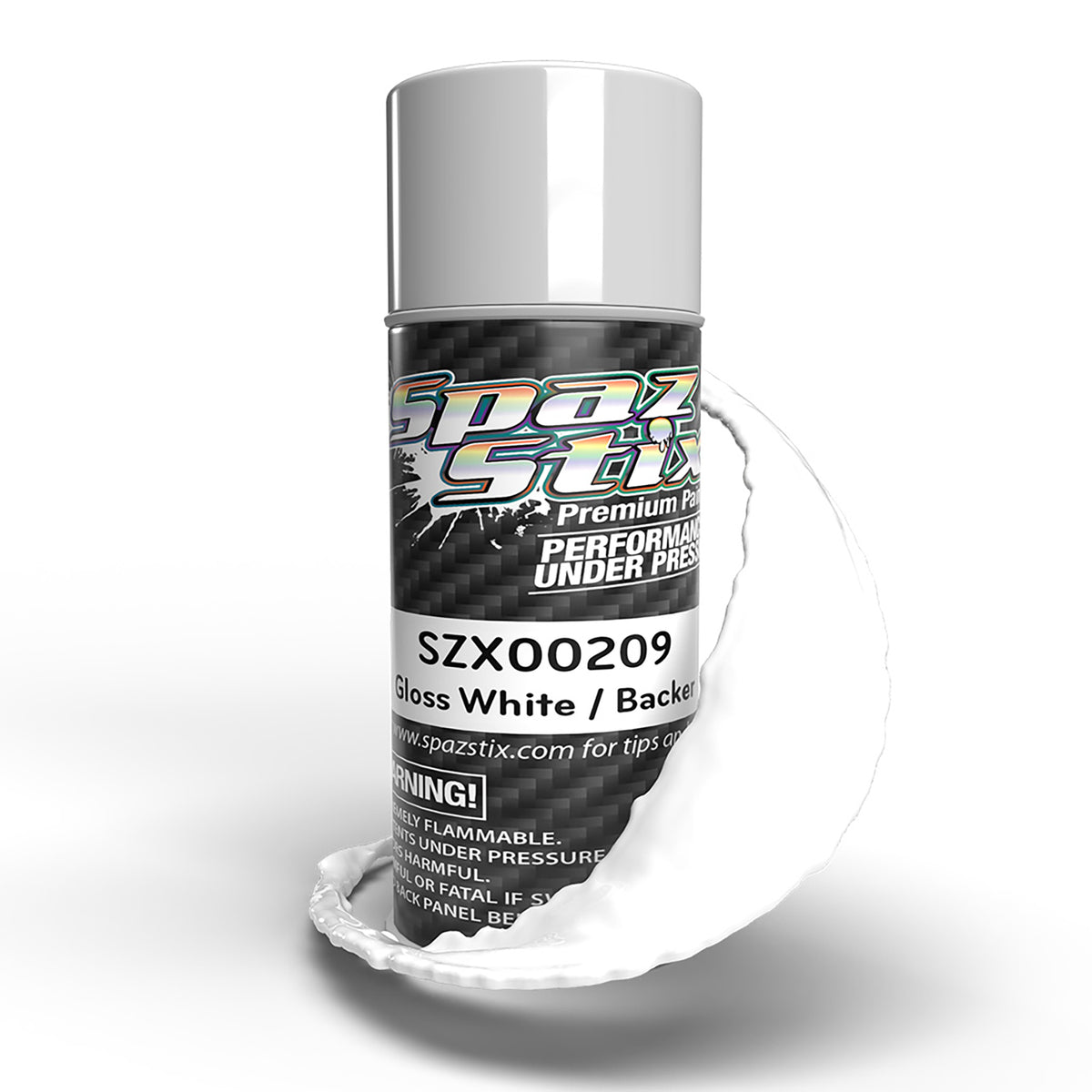 Spaz Stix Solid White/Backer, Aerosol Paint, 3.5oz Can