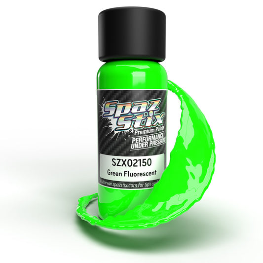Spaz Stix Green Fluorescent Airbrush Ready Paint, 2oz Bottle