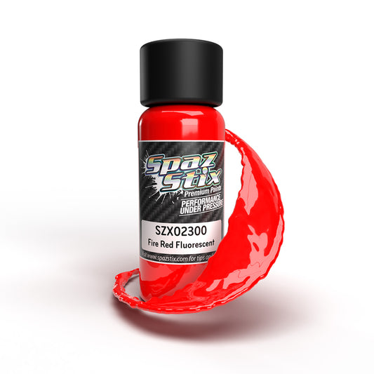 Spaz Stix Fire Red Fluorescent Airbrush Ready Paint, 2oz Bottle