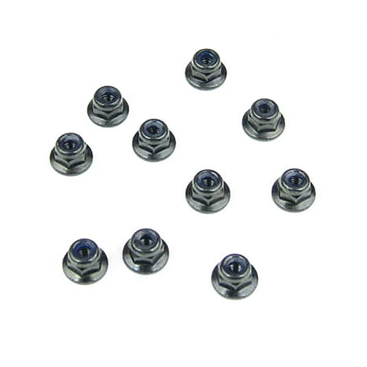 Tekno RC M3 Locknuts (Flanged, Black, 10pcs)