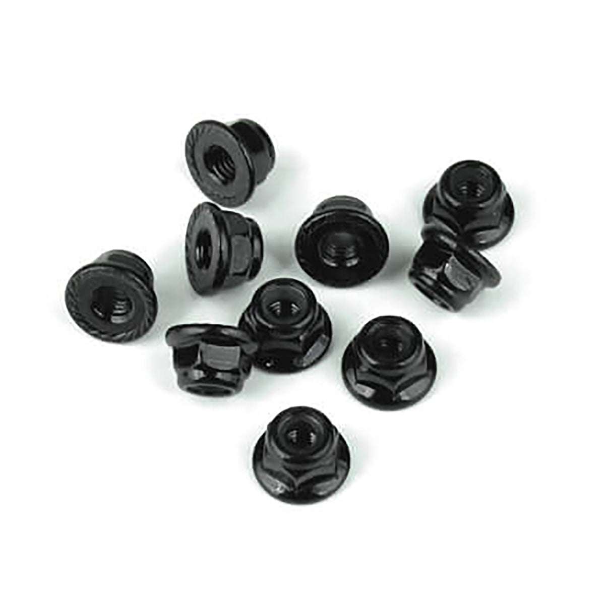 Tekno RC M4 Locknuts (flanged, black, serrated, 10pcs)