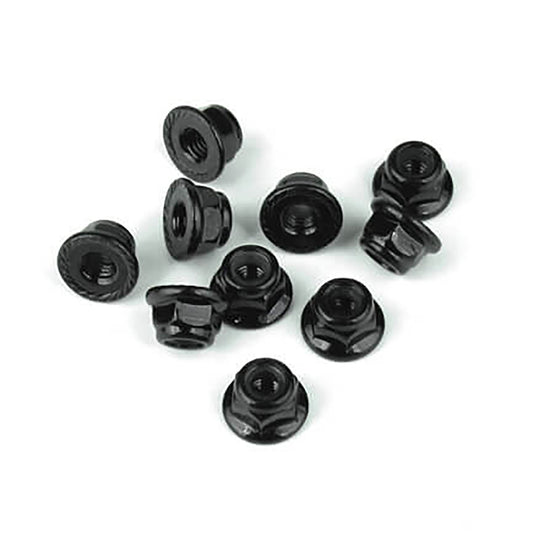 Tekno RC M4 Locknuts (flanged, black, serrated, 10pcs)