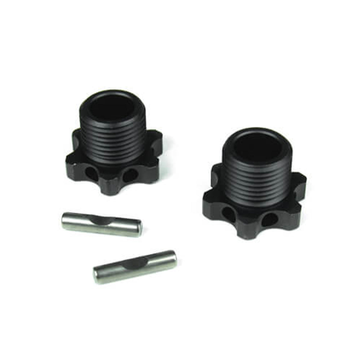 Tekno RC Wheel Hubs (17mm lightened, aluminum, gun metal anodized, w/pins, 2pcs)