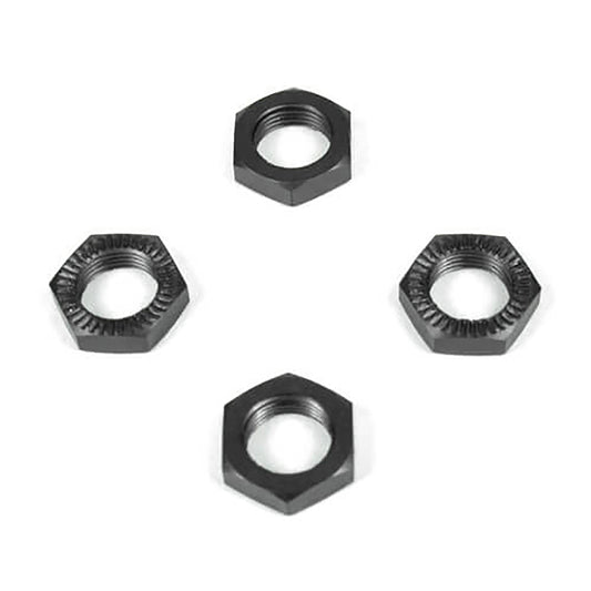 Tekno RC Wheel Nuts (17mm, serrated, gun metal anodized, M12x1.0, 4pcs)