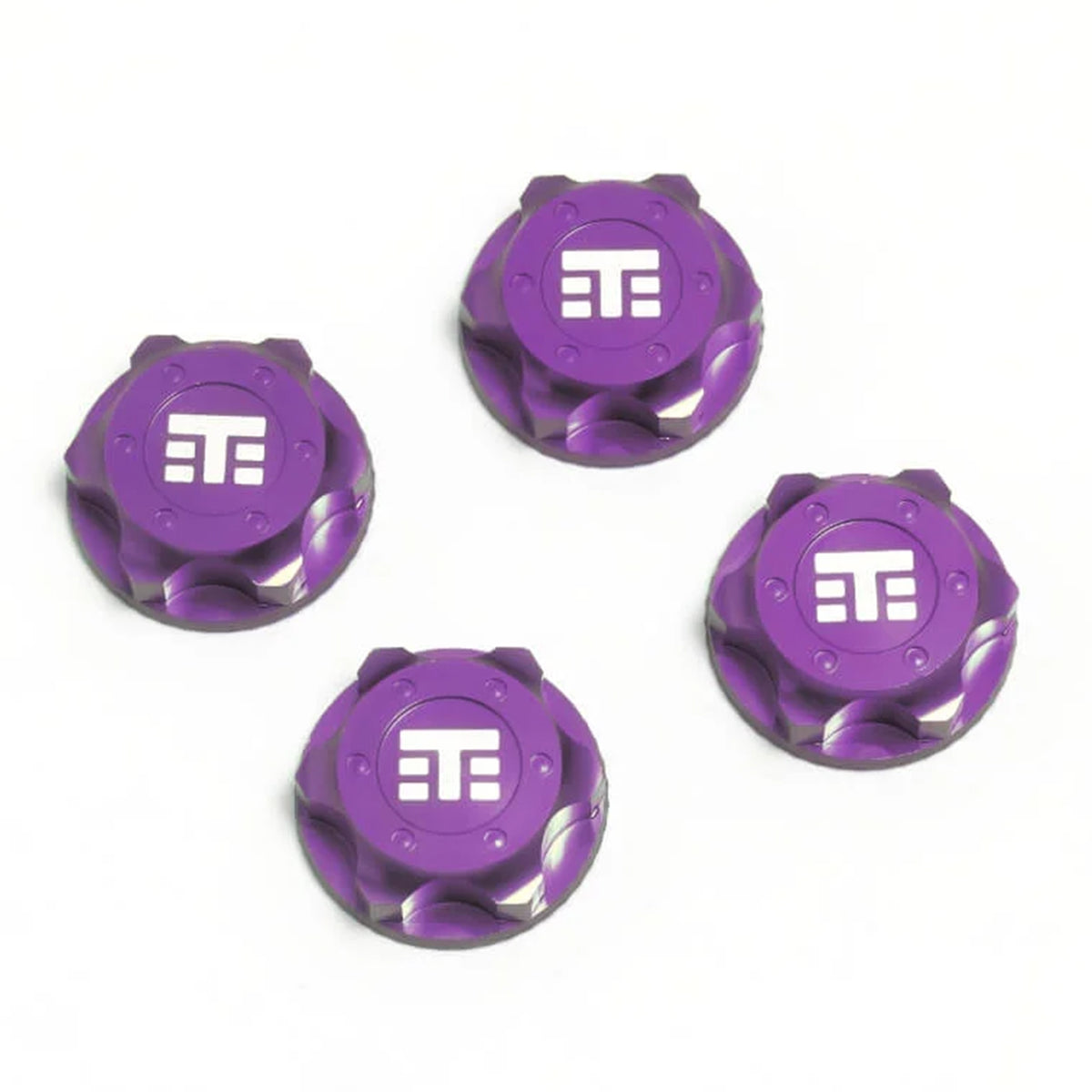 Tekno RC Wheel Nuts (T Logo, 17mm, serrated, Purple Anodized, M12x1.0, 4pcs)