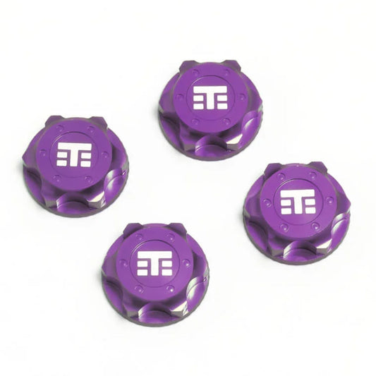 Tekno RC Wheel Nuts (T Logo, 17mm, serrated, Purple Anodized, M12x1.0, 4pcs)