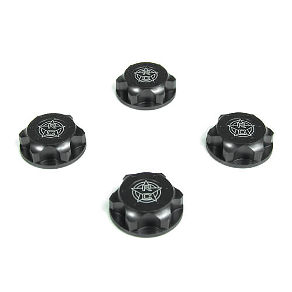 Tekno RC Wheel Nuts (RC Logo, 17mm, serrated, gun metal anodized, M12x1.0, 4pcs)