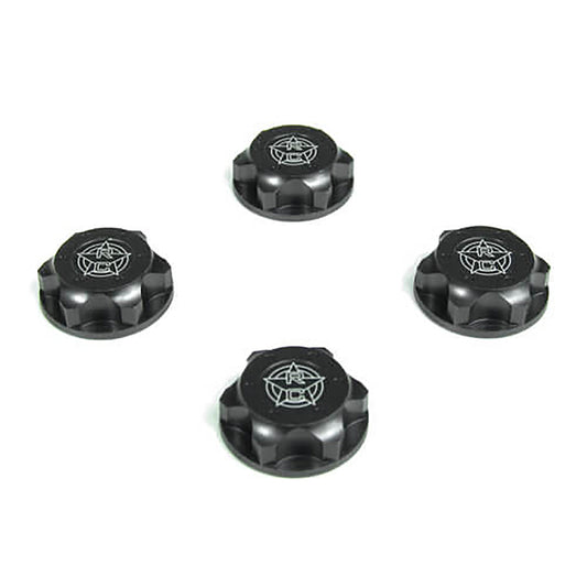 Tekno RC Wheel Nuts (RC Logo, 17mm, serrated, gun metal anodized, M12x1.0, 4pcs)