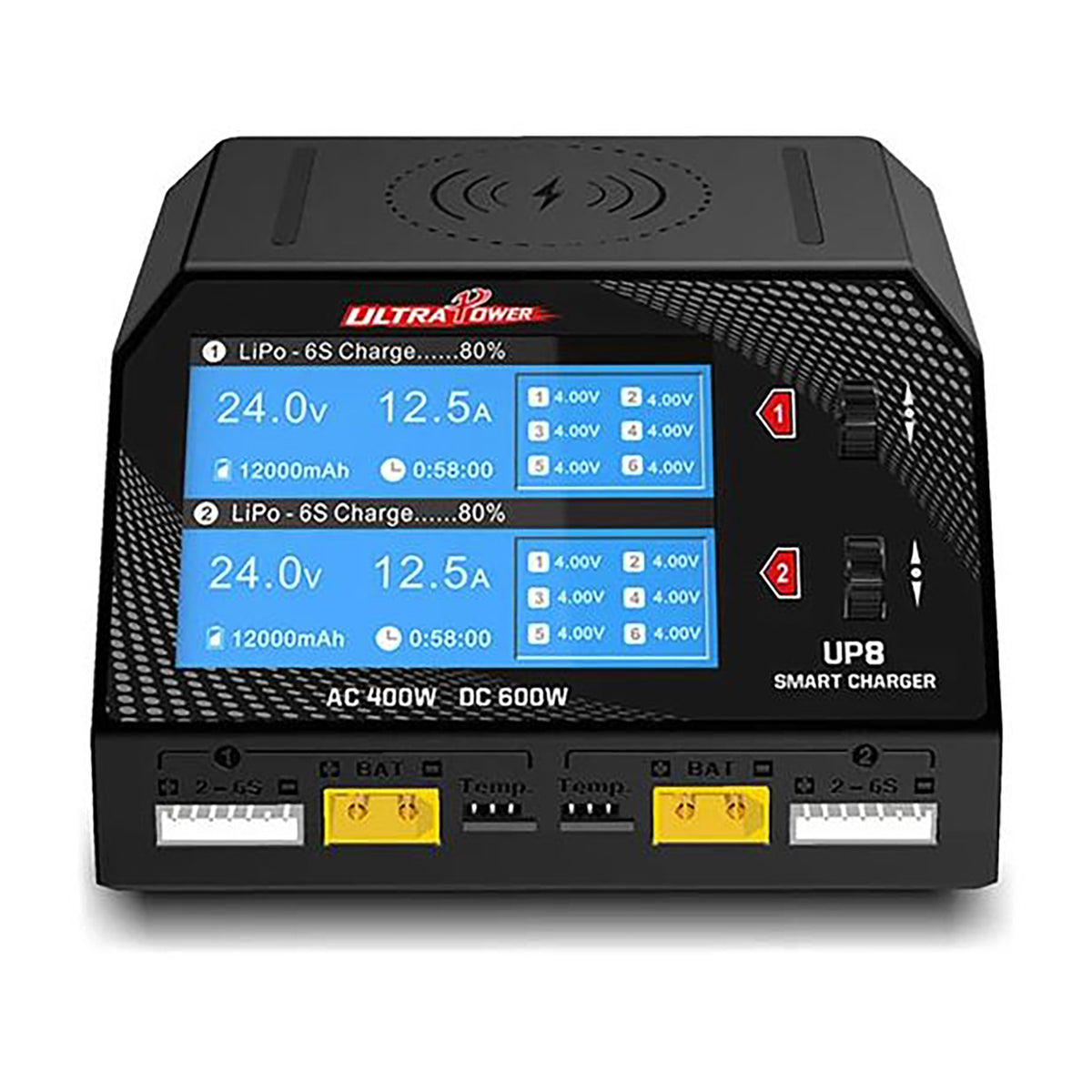 Ultra Power UP8 AC 400W / DC 600W 16A x2 Dual Channel Output 1-6S Battery Charger/Discharger/Balancer/Tester