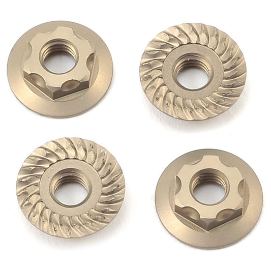 Yokomo 4mm Thin Aluminum Serrated Flanged Nut (4)